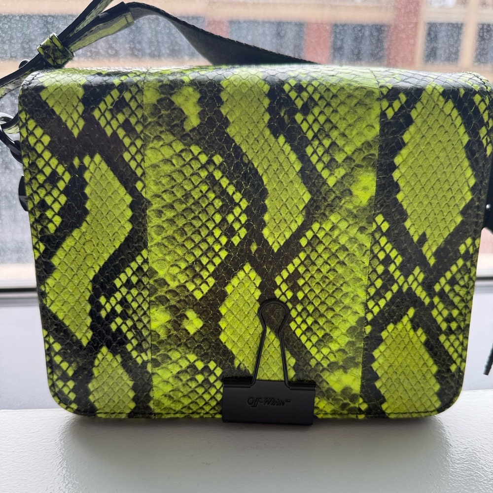 Off-White Neon Yellow Snake Print Crossbody Bag